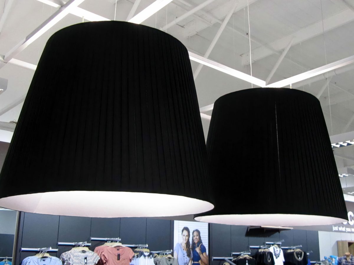 Cone pendants, retail interior